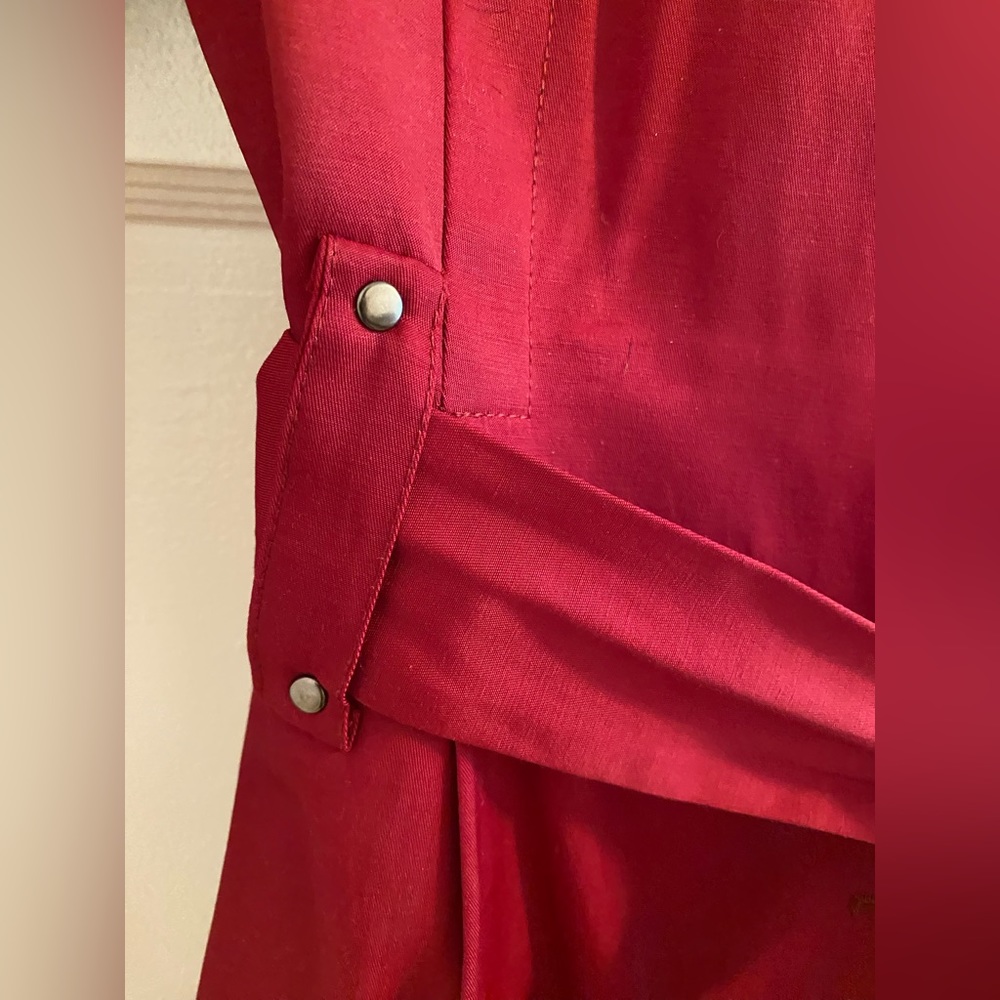 Steve Madden red belted pea coat with black buttons. NWOT size M - Picture 5 of 13